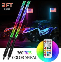Cargar imagen en el visor de la galería, JUEGO DE ANTENA ESPIRAL LED RGB DE 3 PIES Y 360 GRADOS
